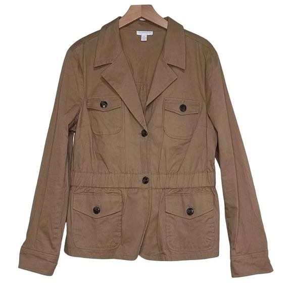 Charter Club women’s XL tan cotton/spandex lightweight utility jacket - Picture 2 of 8